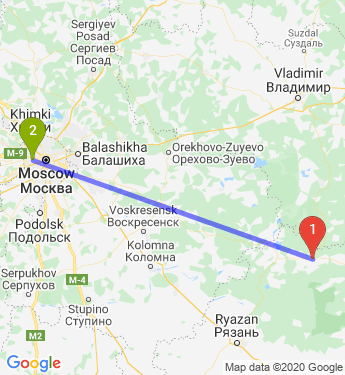 Маршрут из Тума Рязанской области в Москву