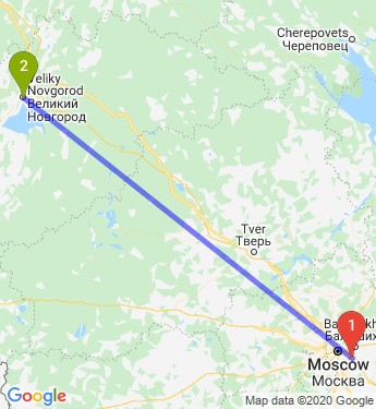 Карта новгород тверь