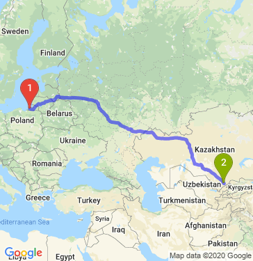 Маршрут из Калининграда в Шымкента