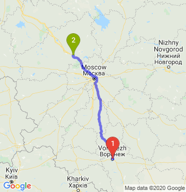 Маршрут из Воронежа в Тверь