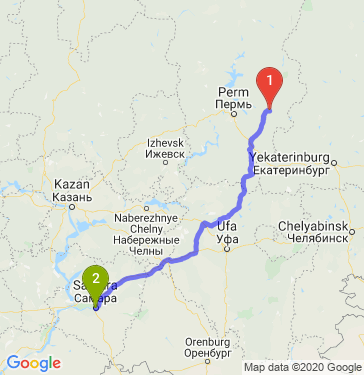 Маршрут из Лысьвы в Самару