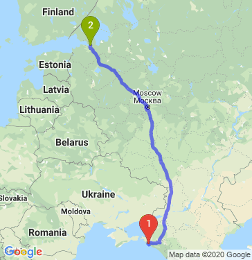 Маршрут из Новороссийска в Санкт-Петербург