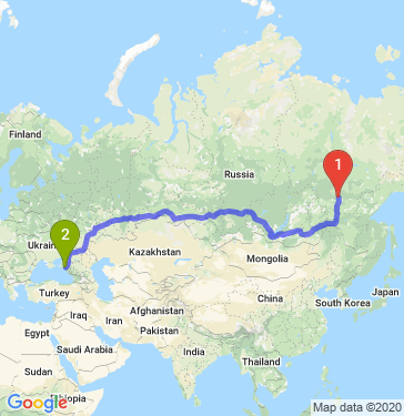 Маршрут из Алдана в Краснодар