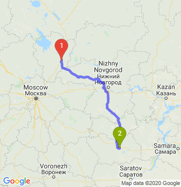 Маршрут из Ярославля в Пензу