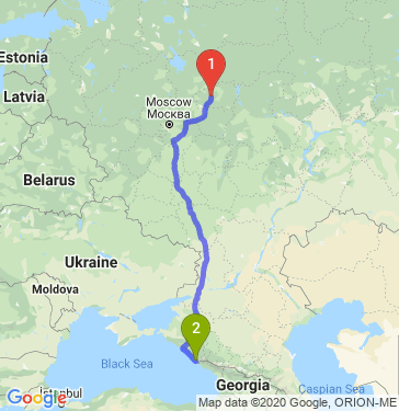 Маршрут из Иванова в Сочи