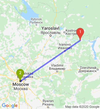 Маршрут из Кинешмы в Москву