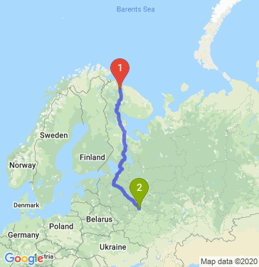 Маршрут из Мурманска в Мисайлово