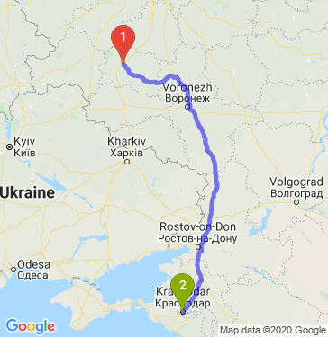 Маршрут из Орла в Краснодар