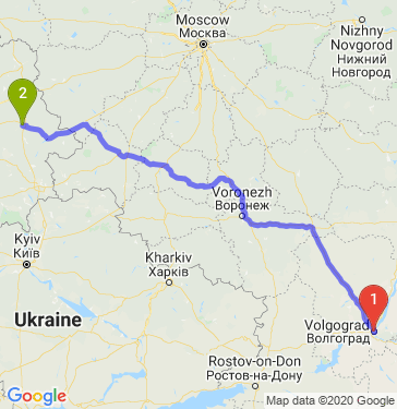 Маршрут из Волгограда в Могилев