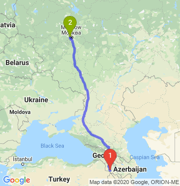 Маршрут из Армении в Москву