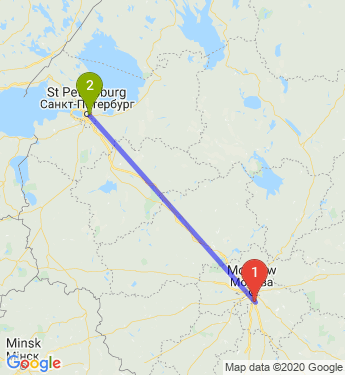Маршрут из Видного в Санкт-Петербург