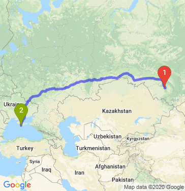 Маршрут из Барнаула в Симферополя