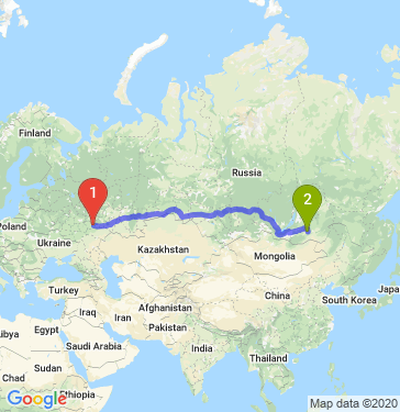 Маршрут из Пензы в Читу
