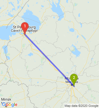 Маршрут из Санкт-Петербурга в Томилино