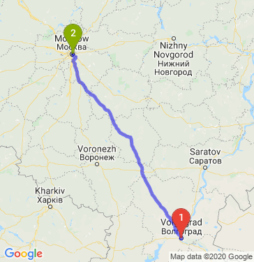 Маршрут из Волгограда в Москву