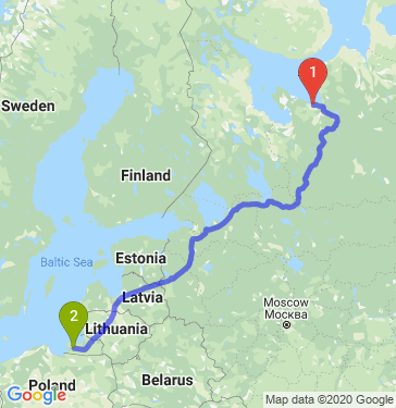 Маршрут из Северодвинска в Калининград
