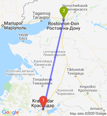 Маршрут из Краснодара в Ростов-на-Дону