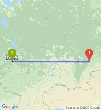 Маршрут из Озерска в Москву