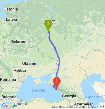 Маршрут из Сочи в Протвино