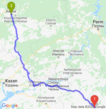 Маршрут из Уфы в Киров