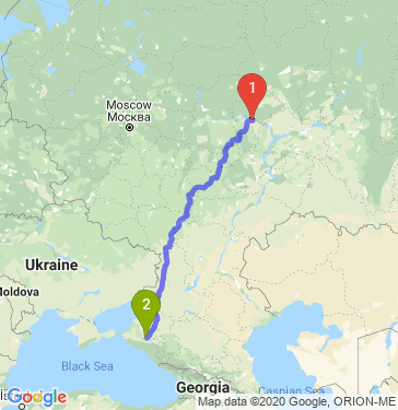 Маршрут из Новочебоксарска в Краснодар