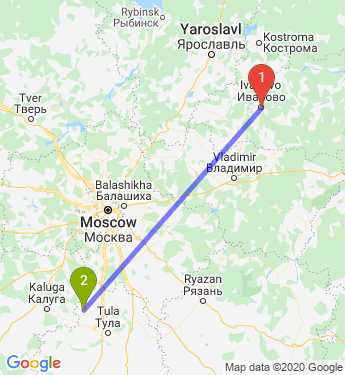 Маршрут из Иванова в Алексина