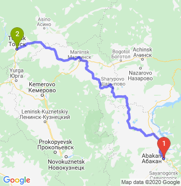 Маршрут из Абакана в Томск