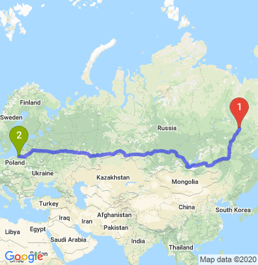 Маршрут из Якутска в Калининград