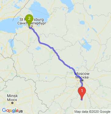 Маршрут из Тулы в Санкт-Петербург
