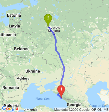 Маршрут из Сочи в Тверь