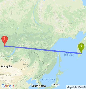 Маршрут из Братска в Петропавловск-Камчатский