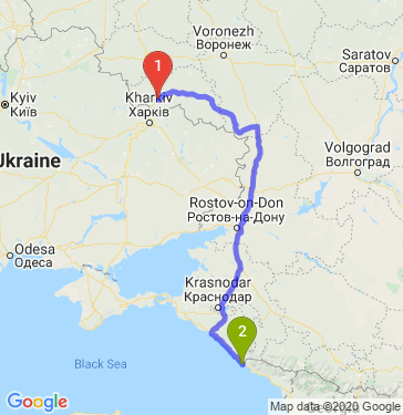 Маршрут из Белгорода в Адлер