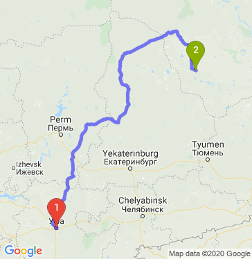 Маршрут из Уфы в Урая