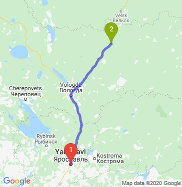 Маршрут из Ярославля в Шелота