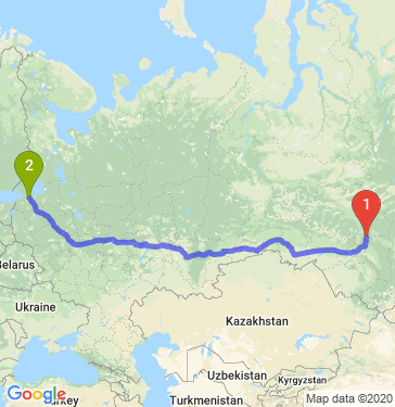 Маршрут из Томска в Санкт-Петербург