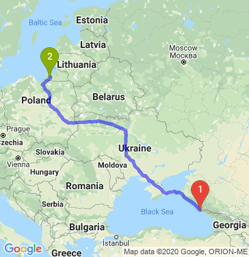 Маршрут из Сочи в Калининград