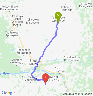 Маршрут из Советского в Целинное