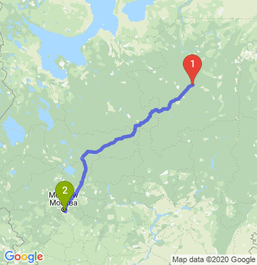 Маршрут из Ухты в Москву