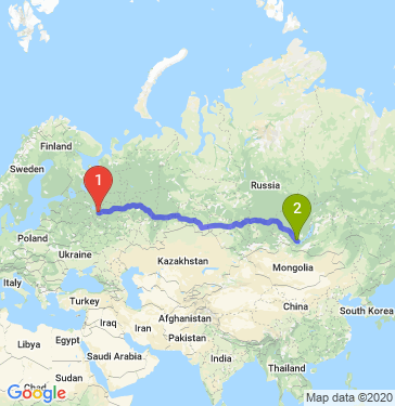 Маршрут из Ярославля в Иркутск