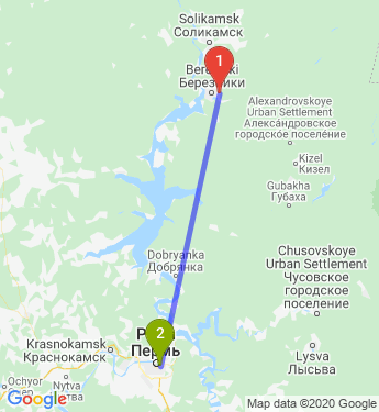 Маршрут из Березников в Пермь