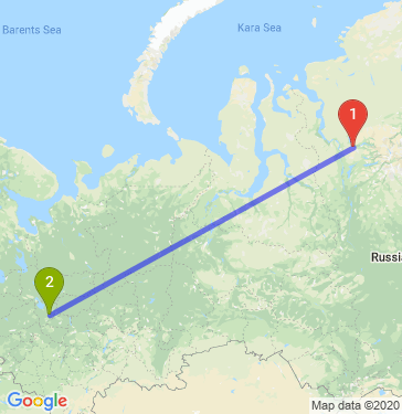 Маршрут из Норильска в Ярославль