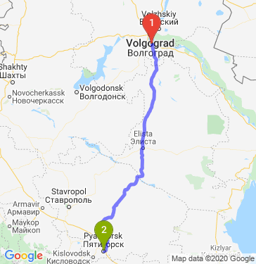 Маршрут из Волгограда в Пятигорск