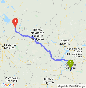 Маршрут из Ярославля в Самару