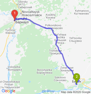 Маршрут из Барнаула в Бийск