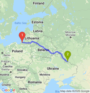 Маршрут из Калининграда в Белгород