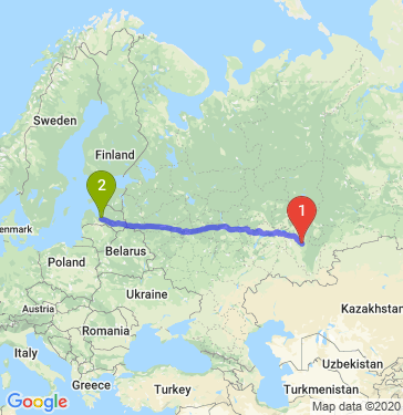Маршрут из Уфы в Ригу