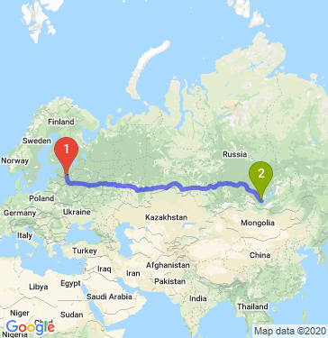 Маршрут из Пскова в Иркутск