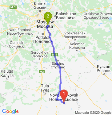 Маршрут из Новомосковска в Москву