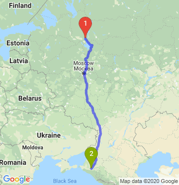 Маршрут из Череповца в Краснодар