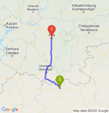 Маршрут из Уфы в Актобе